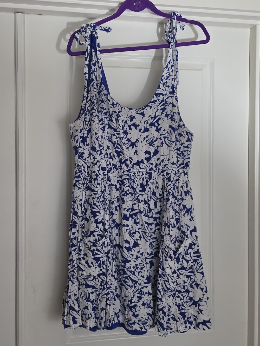 Jodifl Blue and White Floral Tie-Shoulder Sundress